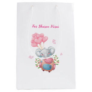 Personaliseer   Mooie Roze Olifant Medium Cadeauzakje
