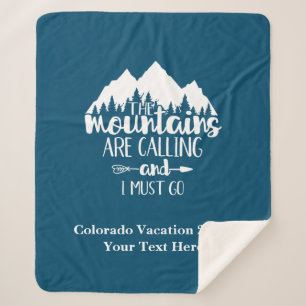 Personaliseer Mountains Are Calling and I Must Go Sherpa Deken