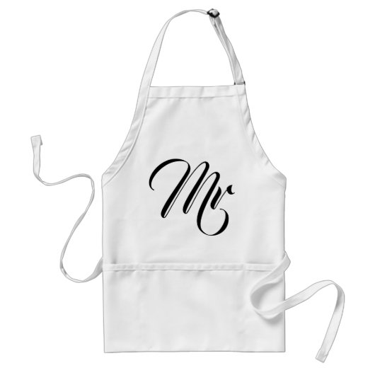 Personaliseer Mr en Mrs Matching Couples Pocket Standaard Schort (Voorkant)
