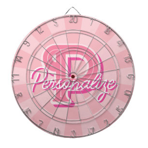 Personaliseer naam en letter in pastelroze kleur dartbord