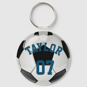 Personaliseer naam en nummer van voetballer sleutelhanger