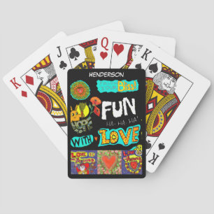 Personaliseer NAAM Fun Trendy Cartoon Collage Poke Pokerkaarten