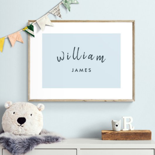 Personaliseer Naam Kind Speelkamer Jongen Pastelbl Poster