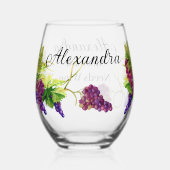 Personaliseer Naam Meema heeft wijndruiven nodig Wijnglas Zonder Voet (Achterkant)