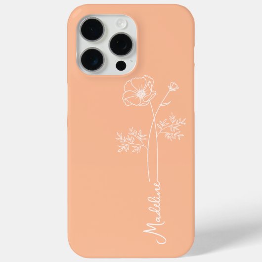 Personaliseer Naam, Oktober Geboorte Bloem Peach F Case-Mate iPhone Case (Achterkant)