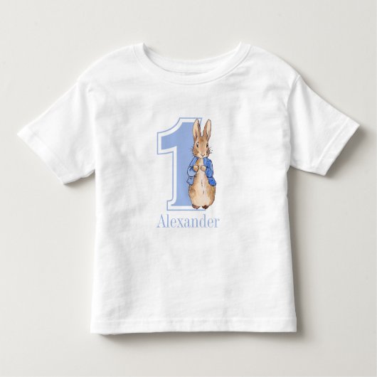 Personaliseer Naam Peter het Konijn 1e Verjaardag Kinder Shirts (Voorkant)
