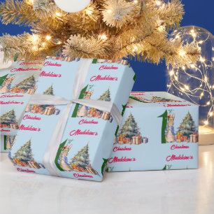 Personaliseer Naam Peter het Konijn Eerste Kerstmi Cadeaupapier