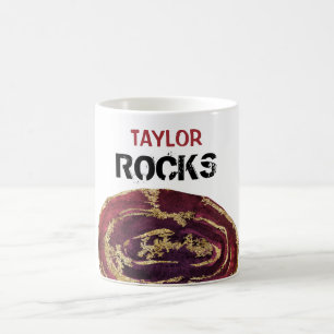 *~* Personaliseer NAAM Rock Agaat Gold Glitter Koffiemok