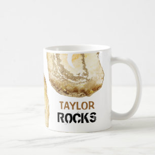 *~* Personaliseer NAAM ROCKS Geel Goud Glitter Koffiemok