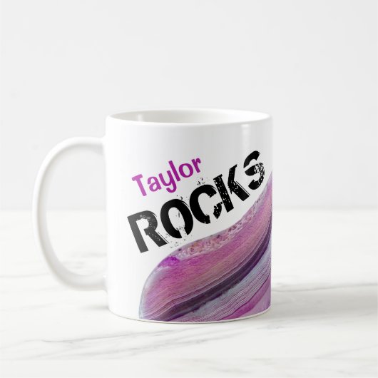 *~* Personaliseer NAAM ROCKS Lapidary Agaat Stone Koffiemok (Links)