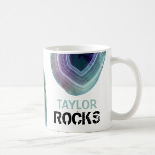 *~* Personaliseer NAAM ROCKS Magneta Pastels Blauw Koffiemok