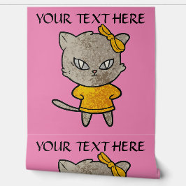 Personaliseer Naughty Kitty Cat Attitude en boog Behang