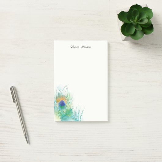 Personaliseer Note Waterverf Pauw Feather (Kantoor)