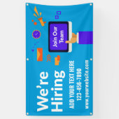 Personaliseer ons team dat wij in dienst nemen spandoek (Verticaal)