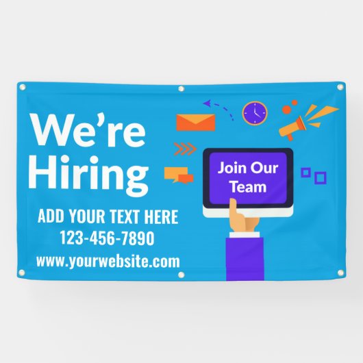 Personaliseer ons team dat wij in dienst nemen spandoek (Horizontaal)