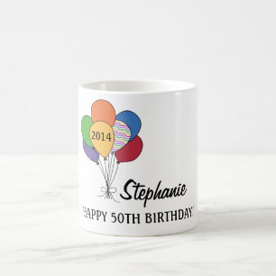 Personaliseer onze 50e verjaardag ballon Mok
