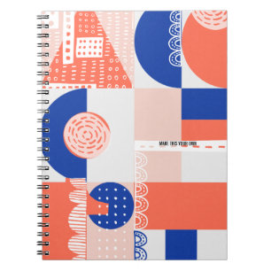 PERSONALISEER: Oranje en Blauwe Patroon Notitieb Notitieboek