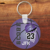 Personaliseer Paarse Basketball Sleutelhanger (Voorkant)