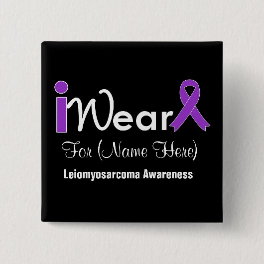 Personaliseer Paarse lint Leiomyosarcoma Vierkante Button 5,1 Cm (Voorkant)