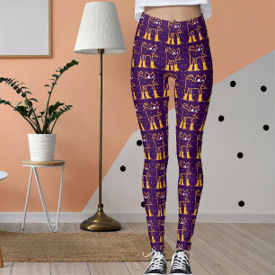 Personaliseer Pattern Funny Pet Cats Dark Paarse Leggings