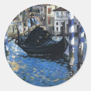 Personaliseer Peace Water Stream Boats Art Edouard Ronde Sticker