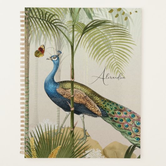 Personaliseer Peacock met vlinders Planner (Voorkant)