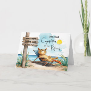 Personaliseer Pensioen Gefeliciteerd Kat Relaxin Kaart