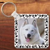 Personaliseer Pet Photo Dog Paw Prints in Hearts L Sleutelhanger (Voorkant)