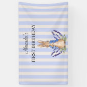 Personaliseer Peter de konijn 1e verjaardag banner (Verticaal)