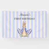 Personaliseer Peter de konijn 1e verjaardagsbanner Spandoek (Horizontaal)