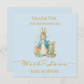 Personaliseer Peter het konijn Baby shower Dank u Bedankkaart (Voorkant / Achterkant)