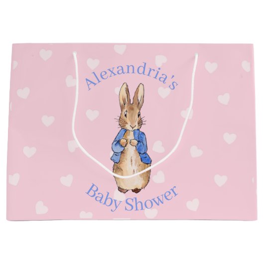 Personaliseer Peter het konijn Baby shower Groot Cadeauzakje (Voorkant)