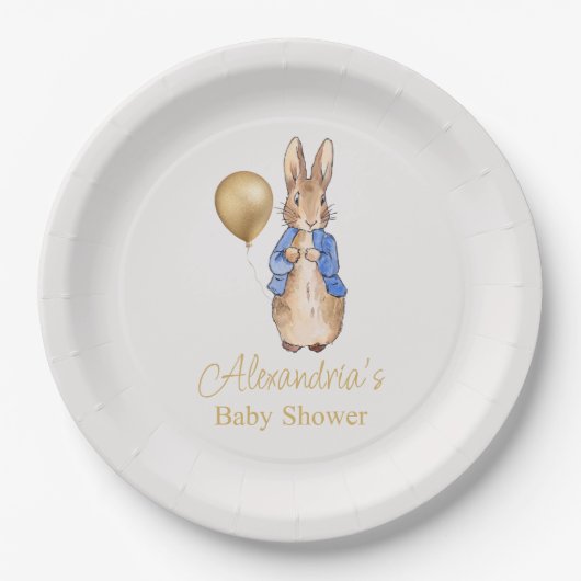 Personaliseer Peter het Konijn Baby shower Papieren Bordje (Voorkant)