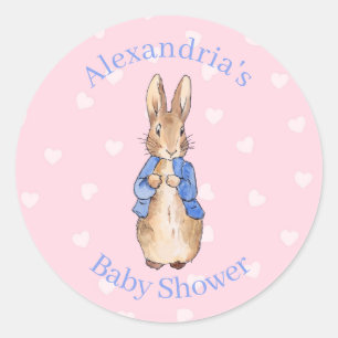 Personaliseer Peter het konijn Baby shower Ronde Sticker