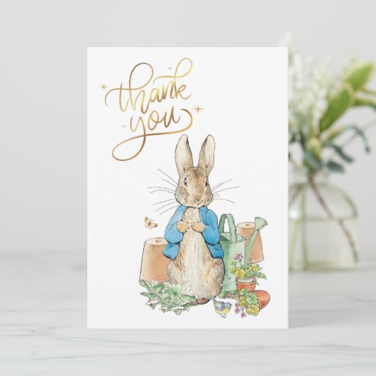 Personaliseer Peter het konijn Dank u Bedankkaart (Staand voorkant)