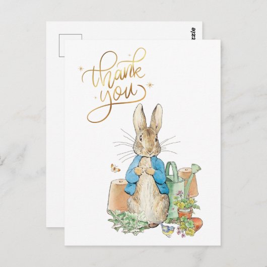 Personaliseer Peter het konijn Dank u Briefkaart (Voorkant / Achterkant)