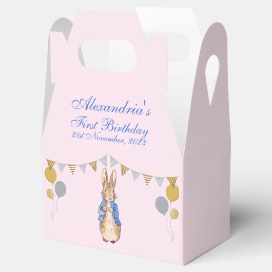 Personaliseer Peter het Konijn Eerste Verjaardag Bedankdoosjes (Geopend)