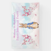 Personaliseer Peter het konijn Eerste Verjaardagsf Spandoek (Verticaal)