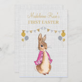 Personaliseer Peter het konijn Flopsy Eerste Pasen Kaart (Voorkant / Achterkant)