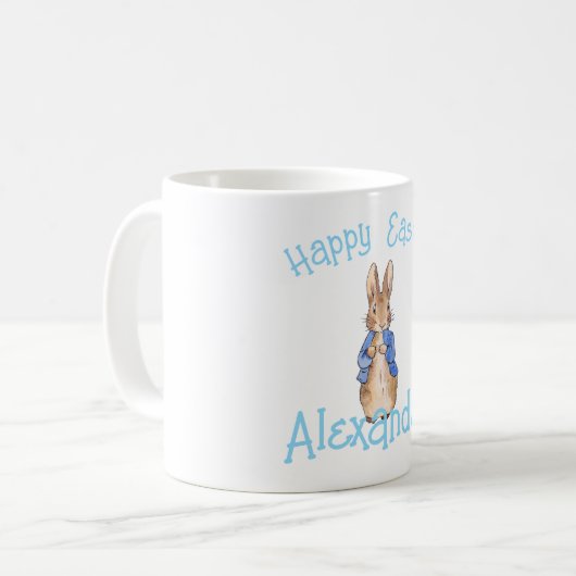 Personaliseer Peter het konijn Gelukkig Pasen Koffiemok (Voorkant links)