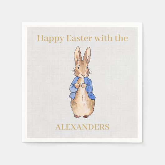 Personaliseer Peter het konijn Gelukkig Pasen Servet (Voorkant)