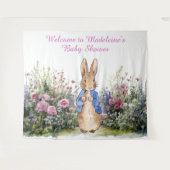 Personaliseer Peter het konijn in tuin baby shower Wandkleed (Voorkant (horizontaal))