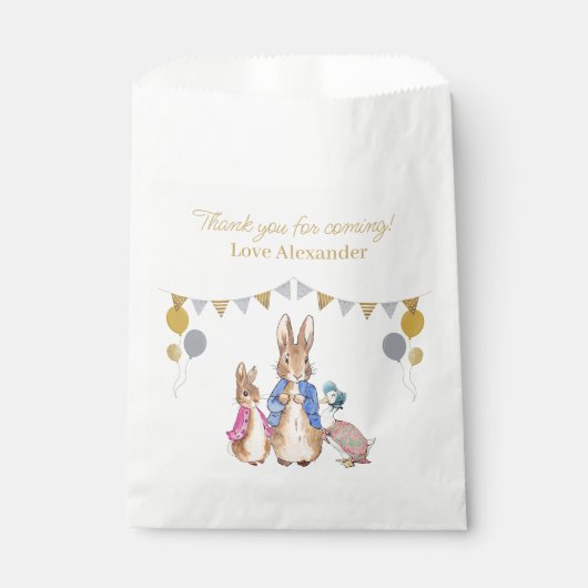Personaliseer Peter konijn wit Dank u Bedankzakje (Voorkant)