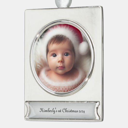 Personaliseer Photo Framed Ornament Verzilverd Banner Ornament (Links)