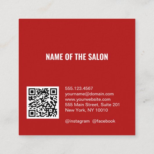 Personaliseer Photo Minimalist Haarstylist Salon Vierkante Visitekaartje (Achterkant)