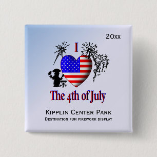 Personaliseer Pins Ik hou van 4 juli Vierkante Button 5,1 Cm