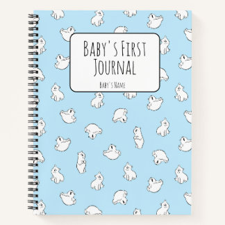 Personaliseer Polar Bear Blue Baby's Eerste Dagboe Notitieboek