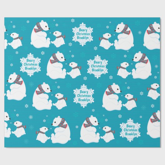 Personaliseer Polar Beer Cadeaupapier (Vlak)