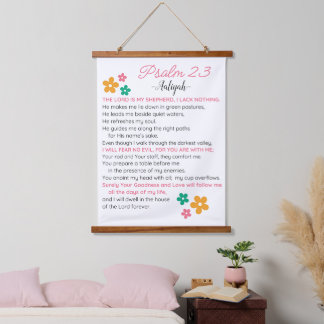 Personaliseer Psalm 23-NIV Bijbelse Schriftbloemen Hangend Wandkleed