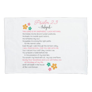 Personaliseer Psalm 23-NIV Bijbelse Schriftbloemen Kussensloop
